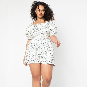 ELOQUII Puff Sleeve Cinched Waist Romper